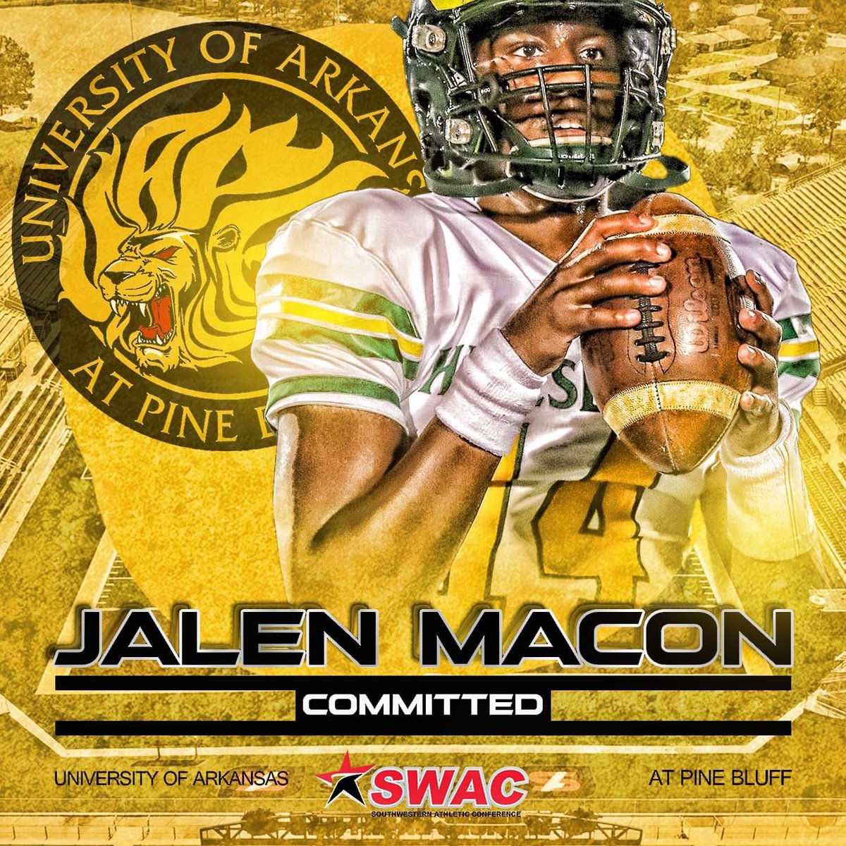 iamjalenmacon's tweet photo. AGTG ‼️ 💯% C OM M I T T E D 🦁🖤💛🤍 @UAPBLionsRoar @UAPBFootball_ @Coach_Doc5 @Coach__Evans @HillsboroFball @BuckFitz https://t.co/4ZJMR7OahT