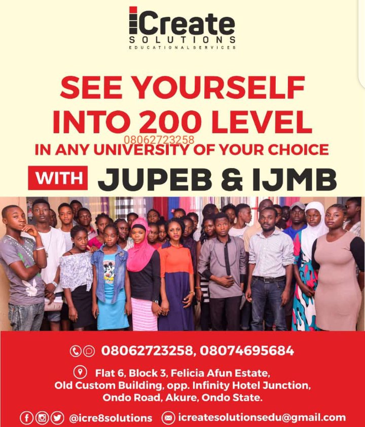 olaniranfaith's tweet photo. @AkureHowFar @palmerzhor Are you seeking admission into the university in Nigeria &amp; abroad?
Advance to the next level with #IJMB/#JUPEB  A'levels @iCre8solutions

Direct Entry to #200Level
Registration is ongoing
hostel facilities available.

Don't sit at home again in 2022. https://t.co/RTITjIFK9n