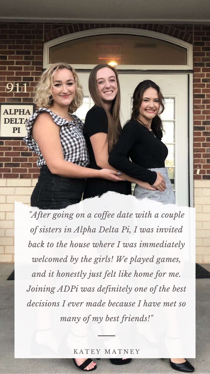 we are so excited to announce that we are participating in Spring Recruitment! swipe to see why our sisters love the COR process!

you can reach us by messaging this Instagram or contacting our Open Recruitment Specialist, Jade Pleasants, at adpi.gu.dor@gmail.com