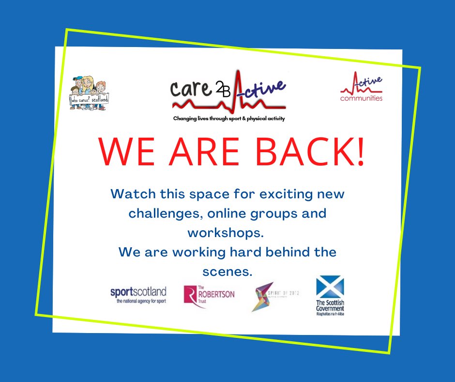 Care2bA's tweet photo. We hope you all had a lovely Festive break! We are back and preparing behind the scenes for lots of new online activities, workshops and more! Watch this space 🤩 @ACommunities @whocaresscot @sportscotland @Spiritof2012 @RobertsonTrust @ActiveScotGov #ChangingLivesThroughSport https://t.co/FLPgNaa0bK