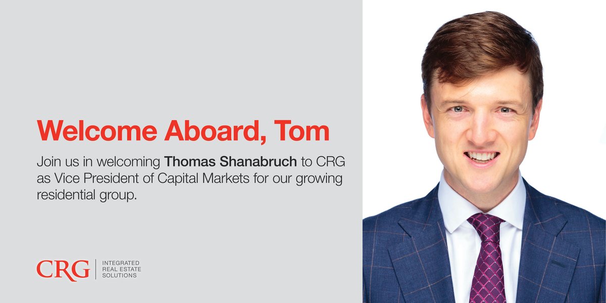 CRG_Real_Estate's tweet photo. Help us welcome Thomas Shanabruch as vice president of capital markets. Tom joins our residential group where he’ll be responsible for planning, underwriting and financing our multifamily developments.
#DevelopedByCRG #CRE #RealEstate #Multifamily #Residential https://t.co/ZZiJD407CD