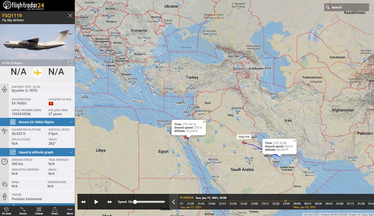 Gerjon_'s tweet photo. The return of the Il-76s?

For the second day in a row, it looks like a "Fly Sky" aircraft (🇰🇬EX-76003) flew from the 🇦🇪UAE to NW 🇪🇬#Egypt or 🇱🇾#Libya and back.

#FSQ1119 #FSQ1120 #FSQ1129 https://t.co/7oXV8v2S1L
