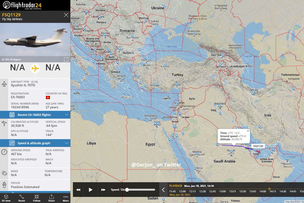Gerjon_'s tweet photo. The return of the Il-76s?

For the second day in a row, it looks like a "Fly Sky" aircraft (🇰🇬EX-76003) flew from the 🇦🇪UAE to NW 🇪🇬#Egypt or 🇱🇾#Libya and back.

#FSQ1119 #FSQ1120 #FSQ1129 https://t.co/7oXV8v2S1L