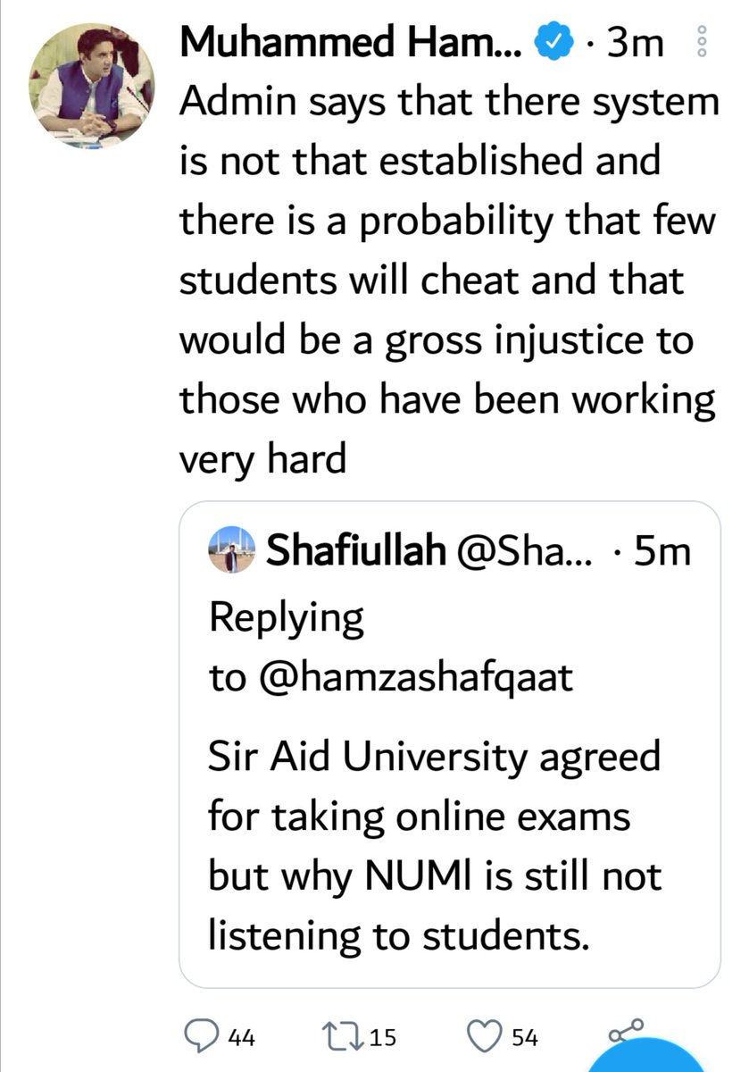 Maryam_576's tweet photo. Finally the university Admin has admitted that there system is "not established". The actual reason for taking exams on campus.
#NUMLians_under_Police_torture
#NUMLiansBoycott_PhysicalExams
#NumliansReject_OnCampuExams
#StudentsWantOnlineExams
#online_exams_only
@ShahzadYunasPTI https://t.co/FOwGyNBVUE