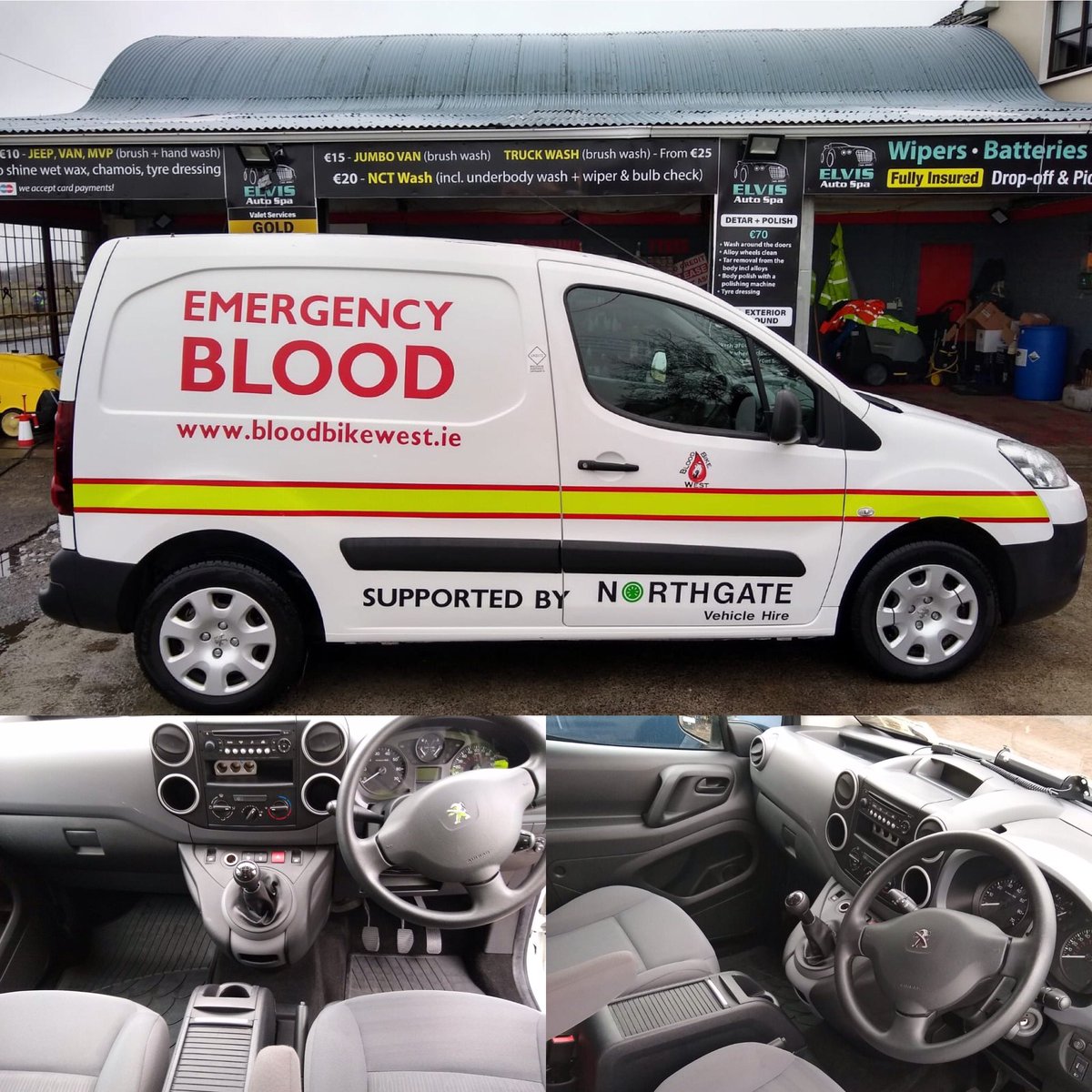 BloodBikeWest's tweet photo. Somewhere between going to Portiuncula Hospital and a local pharmacy run, Nella made time to get our van valeted at Elvis Auto Spa in Athenry so that it’s spick and span for our transports. #uhhuhyeah #kingclean #bloodbikewest https://t.co/jtLNFkGHo0