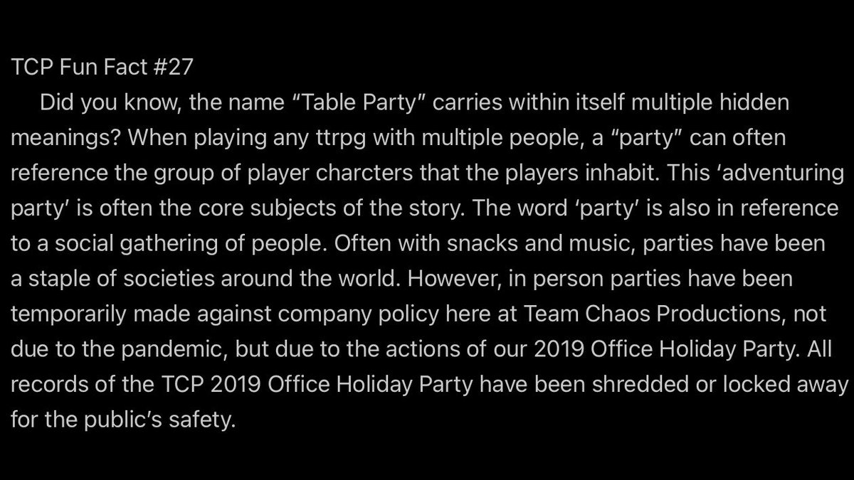 TeamChaosPods's tweet photo. This is the most you’re allowed to know.
@TheTableParty
#ttrpg #dnd #TableParty #FunFact https://t.co/mW9P9IGMix