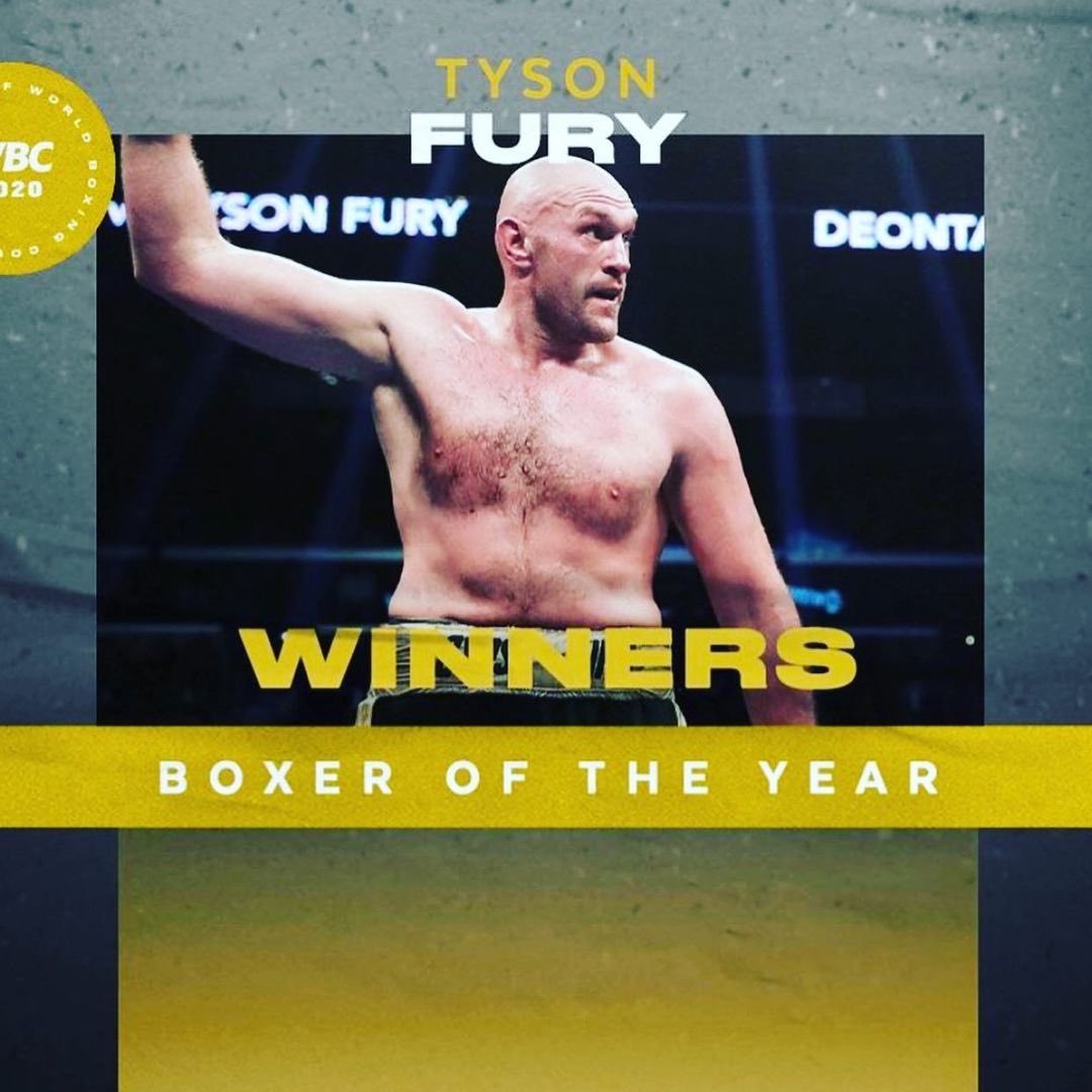 Tyson_Fury's tweet photo. The Gypsyking strikes again cleaning up at this years @WBCBoxing awards. 

Some great fighters nominated &amp; I won in some major events. Very blessed 🙏 stay safe and keep positive god bless you all. Let’s hope 2021 is another amazing year.🙏🥳 https://t.co/VnvZ0Lea0l