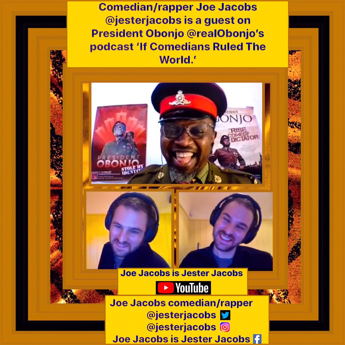 sanshui596's tweet photo. #Comedian/#rapper #JoeJacobs #jesterjacobs is a guest on #PresidentObonjo #realObonjo’s #podcast ‘If Comedians Ruled The World’
#bronx #manhattan #statenisland #queens #brooklyn #washingtondc #sanfrancisco #losangeles #newyorkcity #juba #django #pune #uk
https://t.co/ts8rMwrRA1 https://t.co/uUhHlCkw4f