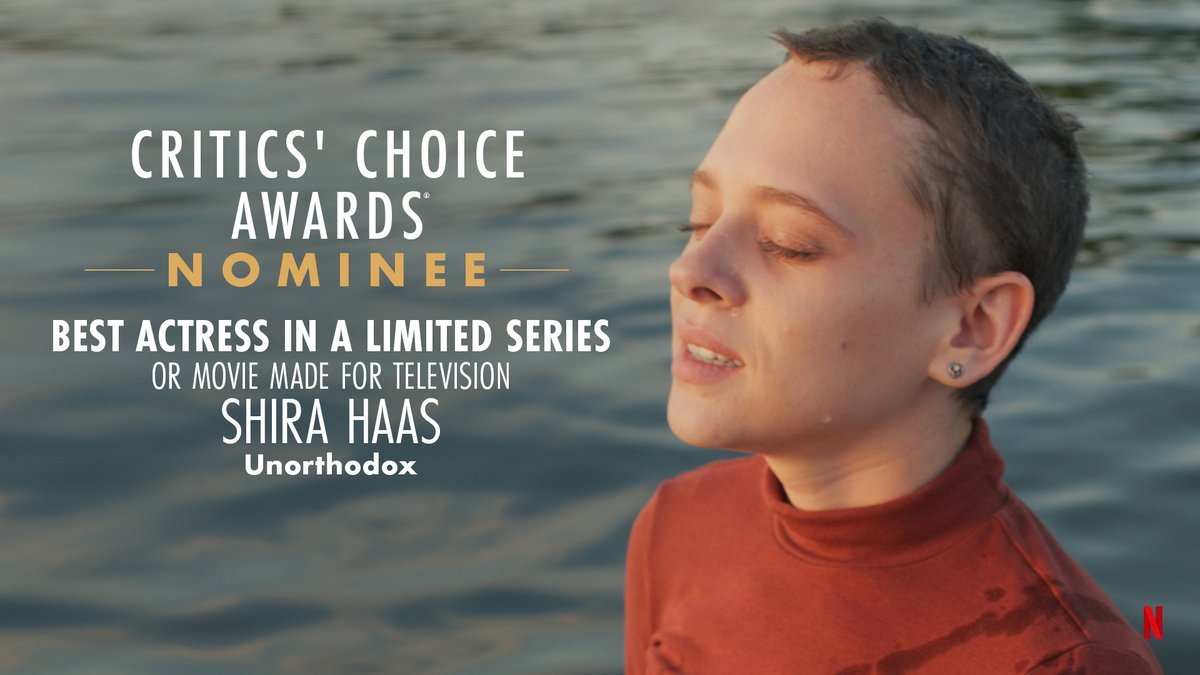 netflixqueue's tweet photo. The inimitable @shirahaas is nominated for Best Actress in a Limited Series at the @CriticsChoice Awards for her mesmerizing performance in Unorthodox! https://t.co/dJUnzSZEVf