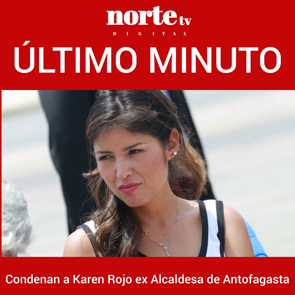 nortetvdigital's tweet photo. Ahora / Tribunal Oral en lo Penal de #Antofagasta condena a 5 años y 1 día de presidio efectivo a ex alcaldesa Karen Rojo, por el delito de fraude al fisco. La ex edil quedó con inhabilitación perpetua para ejercer sus derechos políticos. https://t.co/aB1rVhfk74