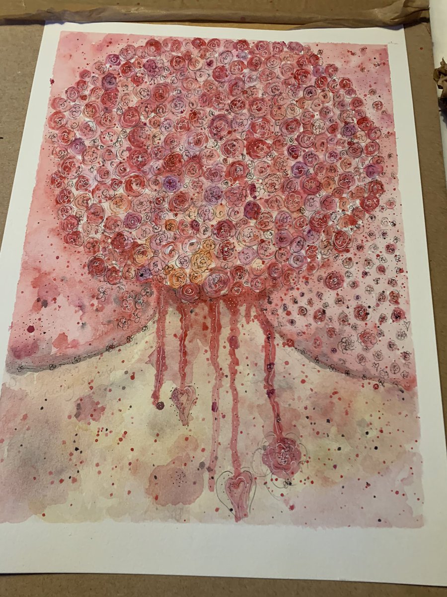 HYGGEME's tweet photo. ❤️Let me introduce you to LOVE BOMB ..

This is an A3 original from watercolour, ink and a touch of acrylic .  It will be mounted onto an ice white mount 20x16” 

There will also be limited edition prints available from Friday... 
#love #ValentinesDay #illustration #artists https://t.co/YWhMWF4xbK