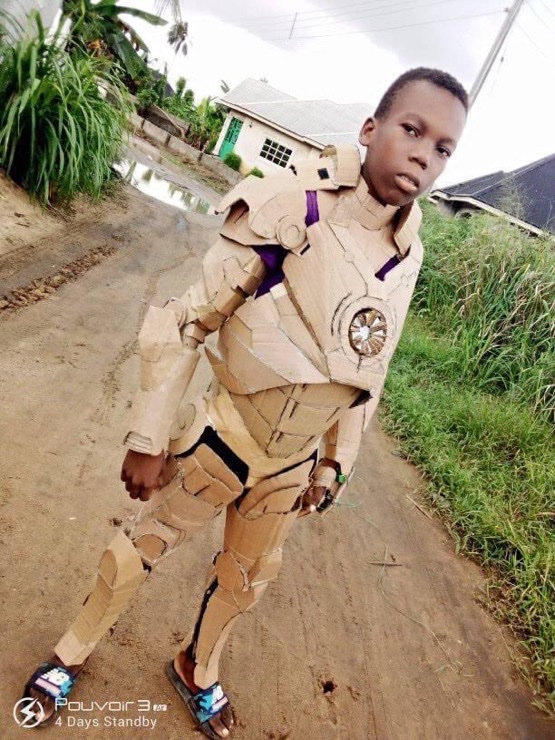 NigeriaStories's tweet photo. Wow 🥰

young boy made Iron man’s suit with Cartons🥺

It will cost you nothing to RT this creativity.❤️ https://t.co/TNKcss4Bal