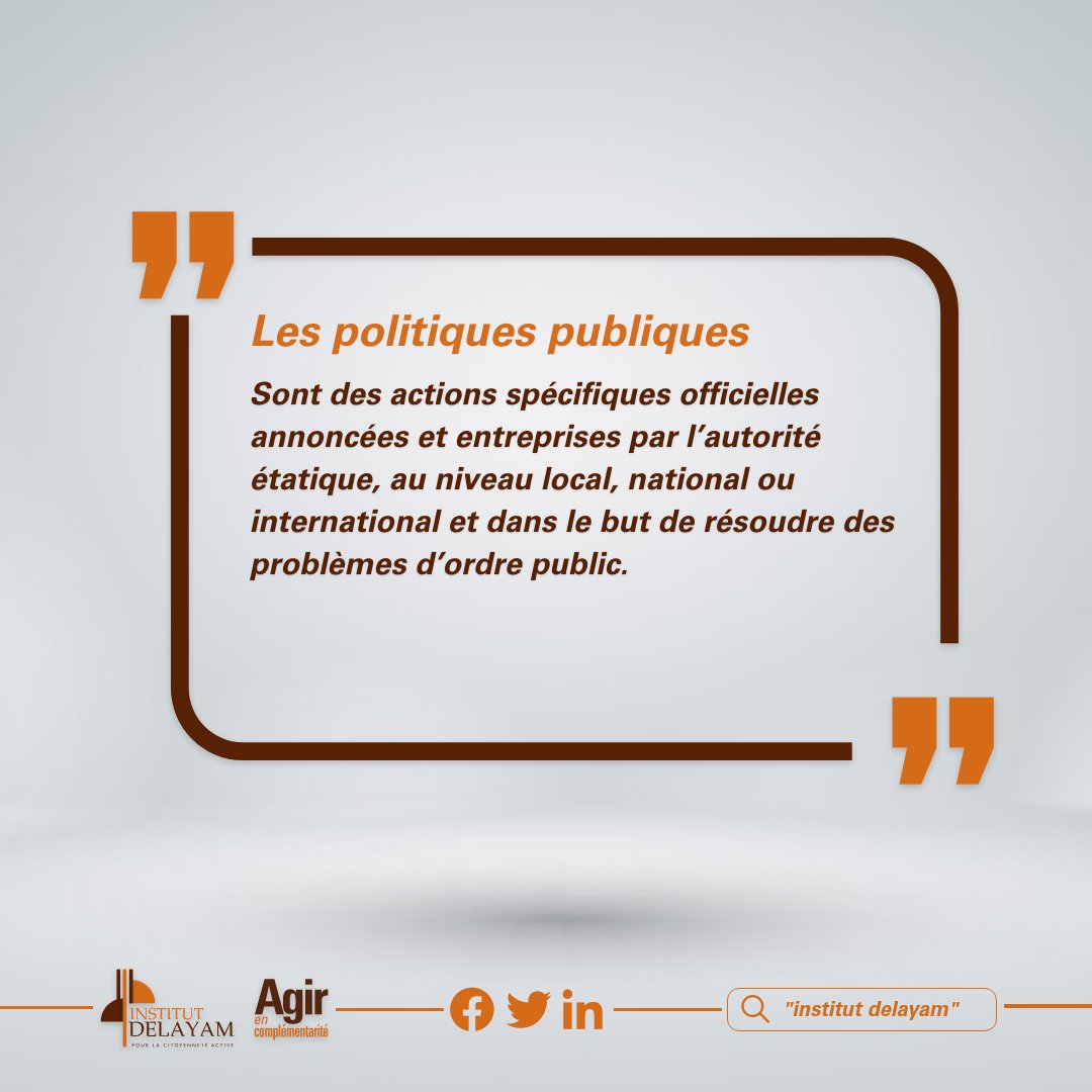 IDelayam's tweet photo. Chaque semaine, nous vous inviterons à découvrir le sens des mots et expressions que nous prônons.
Le terme du jour est "les politiques publiques". https://t.co/Fv29IsaaVT