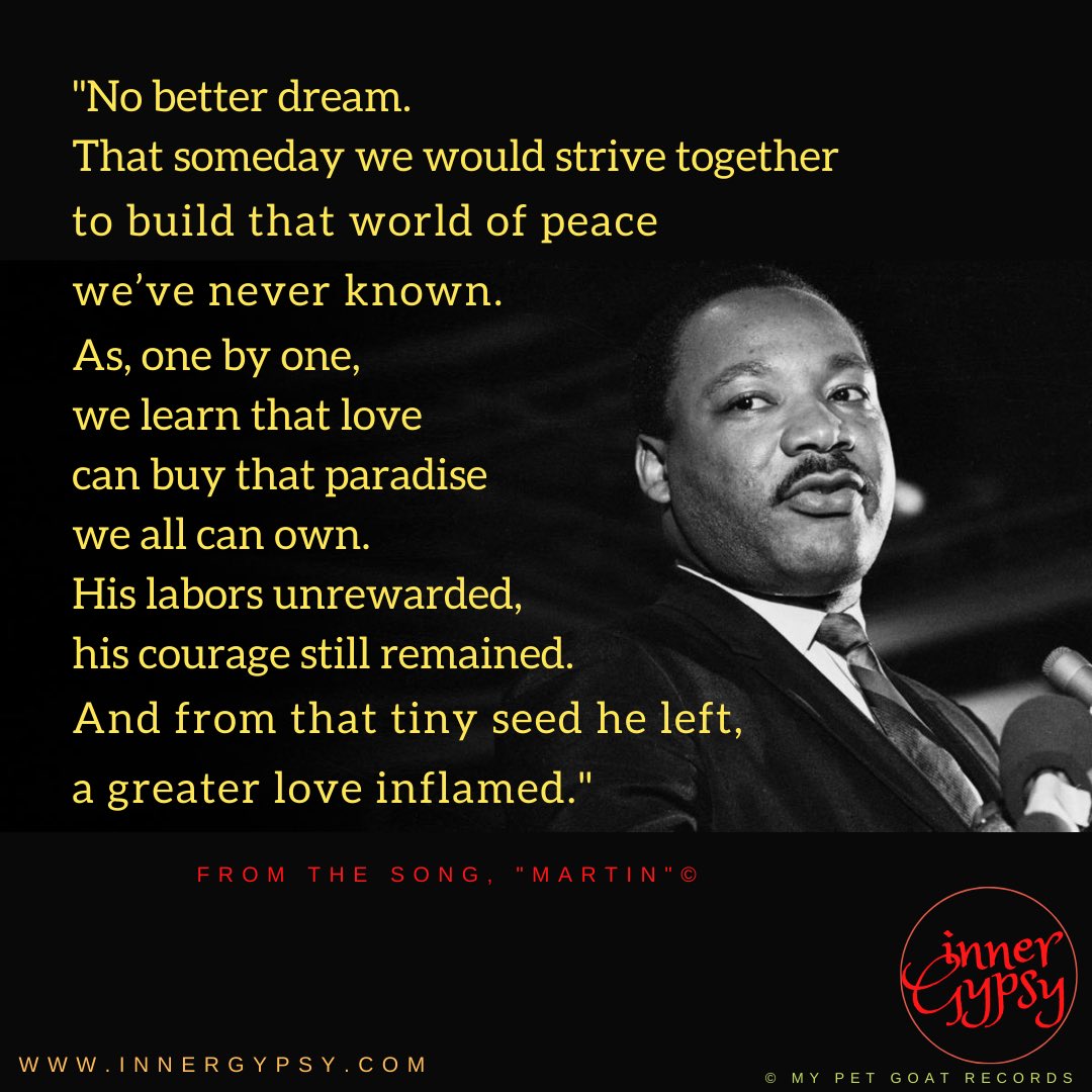 innergypsy's tweet image. Today we celebrate the spirit of a great man. May he be an inspiration to us all. #mlk #mlkday #mlkday2021 #equality #equalityforall #MartinLutherKing #MartinLutherKingDay #MLKDay #inspiration #DrKing #respect