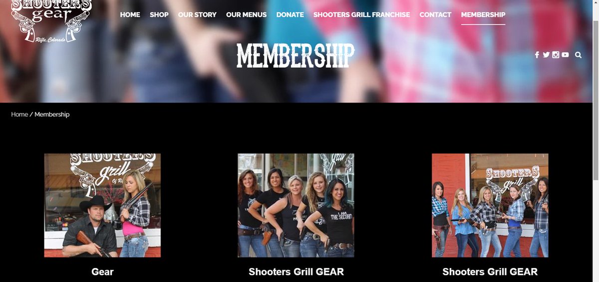 Under Membership, there are three separate links to "Gear." The first gives you a 404 Error. The other two lead you right back to the "Shop" page.