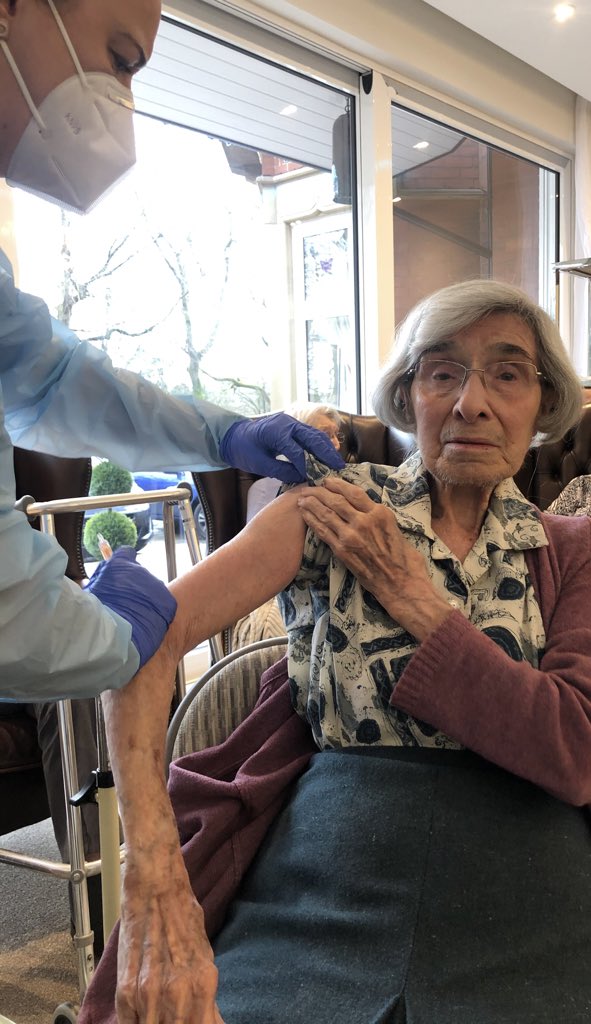 An emotional day for residents and staff as we received our first dose of the COVID vaccine today. Residents were so very happy to finally receive the jab 🦠💉 #COVID19