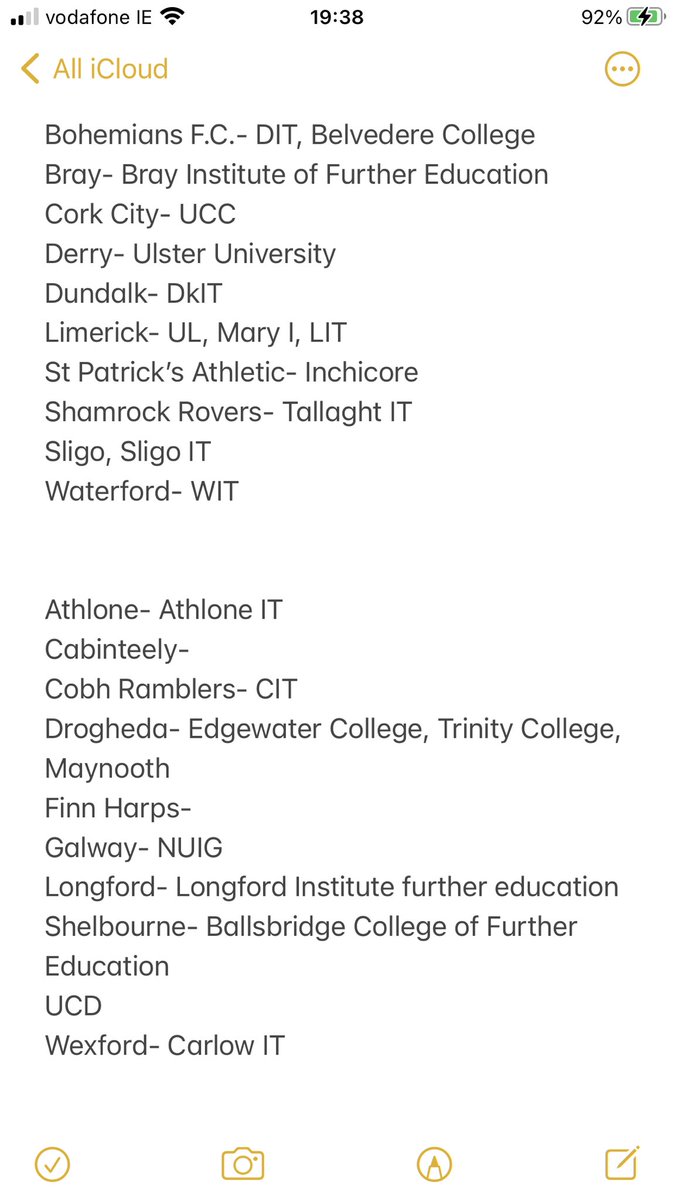 50/50 College and Club Partnerships:  @UCDAFC provide an excellent resource for players to get an education while pursue career football.  @CorkCityFC have a similar partnership with  @UCC. Here are a list of potential partnerships clubs could pursue