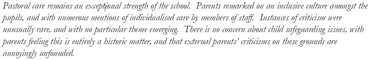 Well, better late than never I suppose, but it does contrast rather with a previous letter to parents, in which they quoted a report from an organisation which which I rather suspect lacked this "experience of Ofsted" or even any expertise in safeguarding at all.