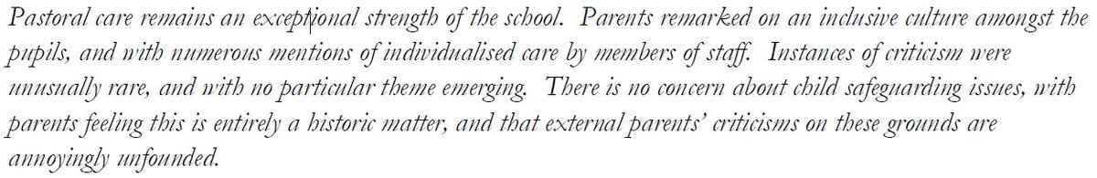 Well, better late than never I suppose, but it does contrast rather with a previous letter to parents, in which they quoted a report from an organisation which which I rather suspect lacked this "experience of Ofsted" or even any expertise in safeguarding at all.