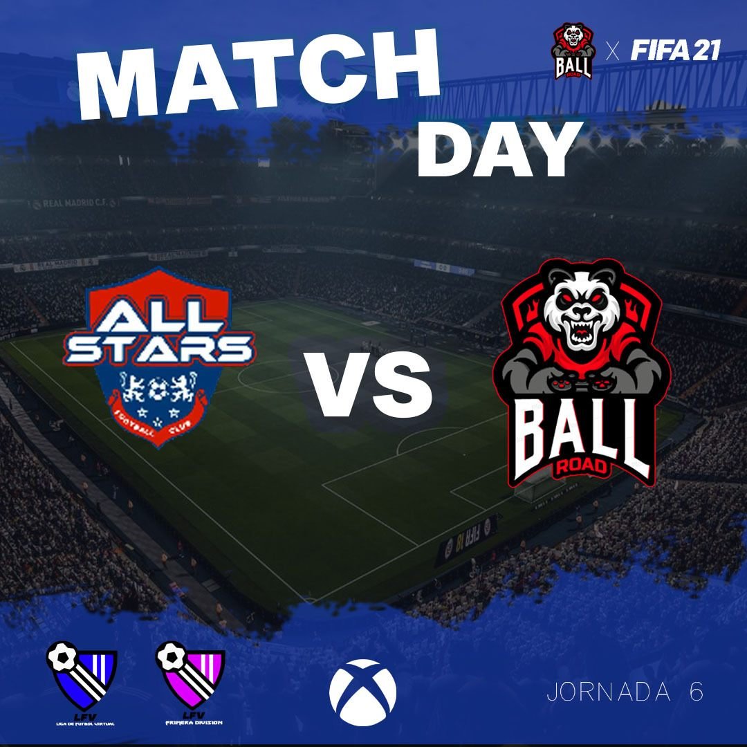 BallRoad2's tweet photo. 🔥 HOY SE JUEGA PRIMERA DIVISION DE LFV - Liga de Futbol Virtual
⚽️🎮
🆚 All Star Sport
⏰ 23:00 PM
🏆 1ra División
▶️ Transmisión en vivo: https://t.co/LtKgoLqxpM

#BallRoad #ProClubs #XBOX #eSports #FIFA21 #ClubesPro https://t.co/2XwMYsmYFq