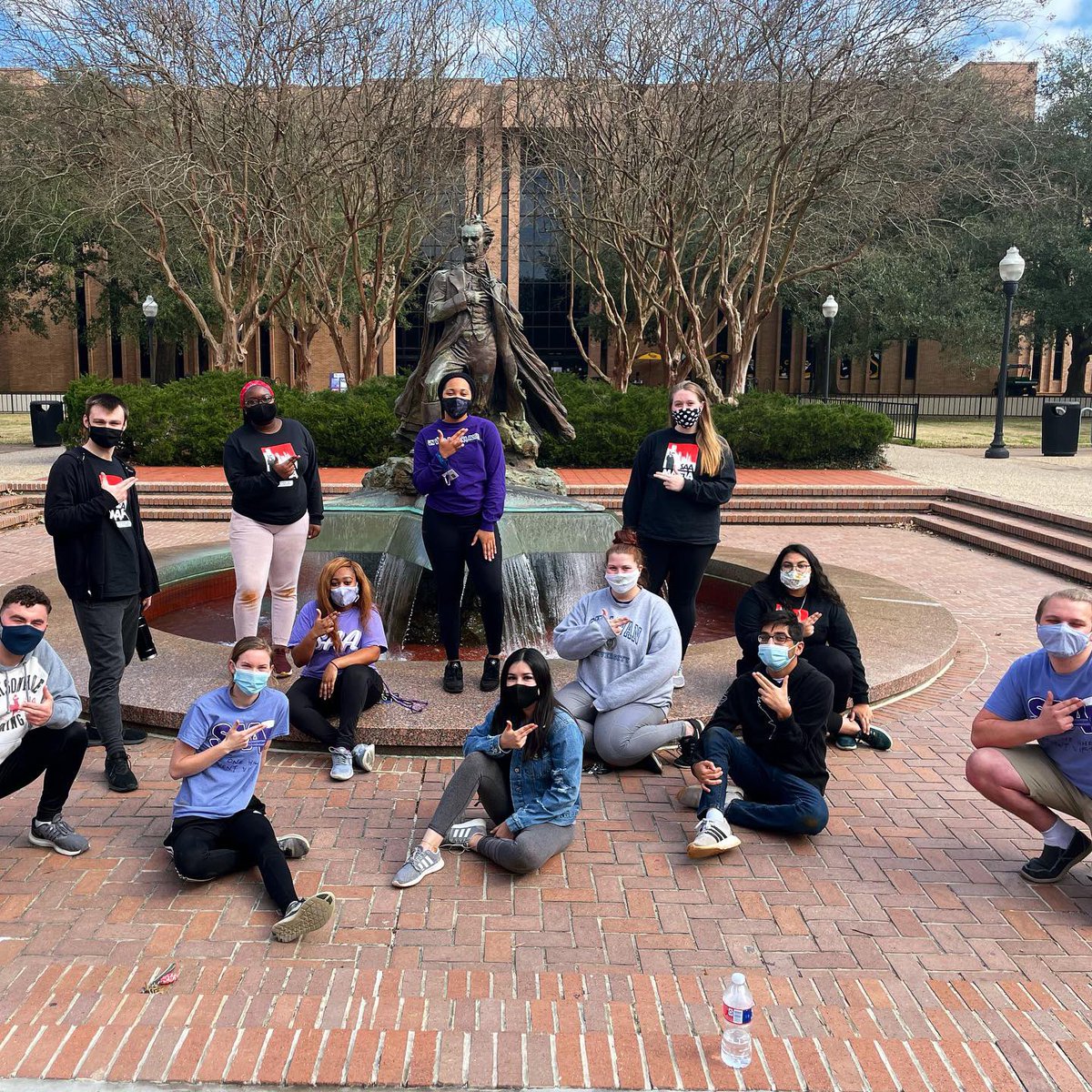SAA_1923's tweet photo. Happy MLK day 💜🖤🤍 SAA had a blast getting to serve the community of Nacogdoches this morning! 

#thesaaexperience #lumberjackstrong #mlkday21 https://t.co/JQWmawasZ2