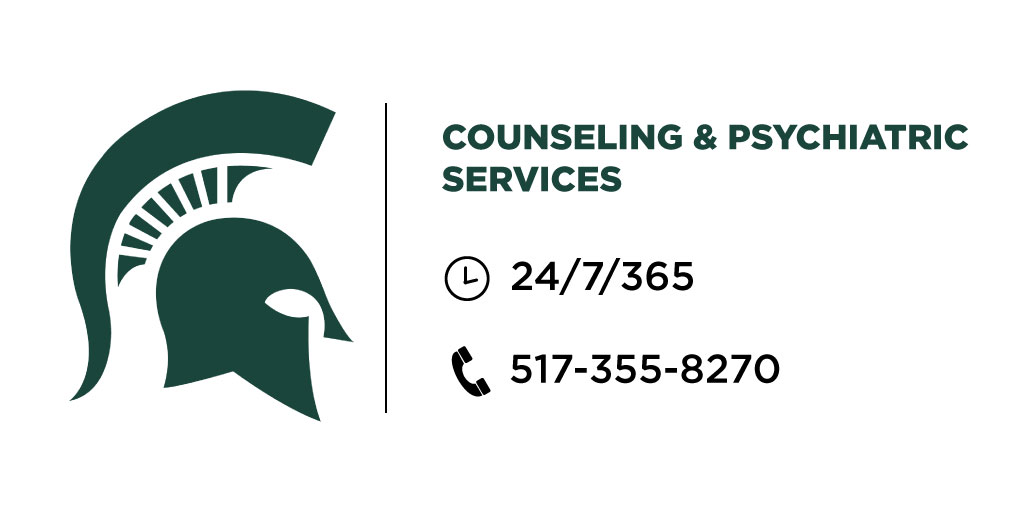 michiganstateu's tweet photo. You matter, and so does your mental health. @HealthySpartans is here to help. https://t.co/psNO6pYHmT https://t.co/y6ZX1HmsXL