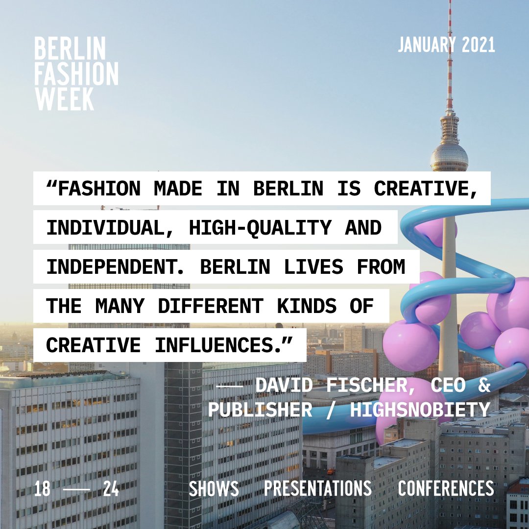 berlinfashionwe's tweet photo. DAY 1 💥 Today is the start of #BerlinFashionWeek. For the first time it is taking place differently. We would like to let 7 voices from the Berlin fashion industry have their say. What inspires them about Berlin? Why is Berlin one of the most important fashion capitals? https://t.co/bVufoUOWJx