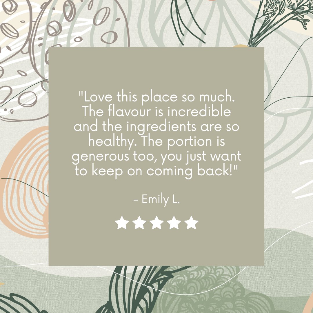 We love hearing your reviews 💚 Thank you, Emily! ⁠
⁠
We hope to see you this week for a bite 🍜 ⁠
- East Vancouver: Tues-Thurs: 11:30 am - 7 pm (takeout 7:30 pm) // Fri-Sun: 11:30 am - 8 pm (takeout 8:30pm) ⁠
⁠
- Granville Island: 10 am - 6 pm daily ⁠