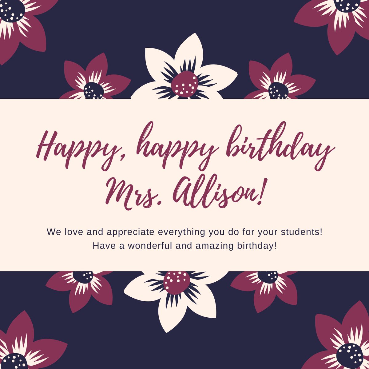 Happy birthday to our very special sponsor, Mrs. Allison! We hope you have an amazing day 💙💛