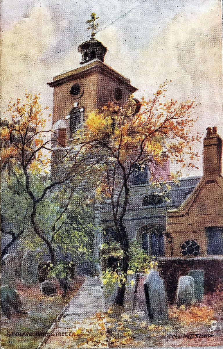 Down the road is St Olave Hart Street, famous as Samuel Pepys’ parish church - as it looked in 1904...