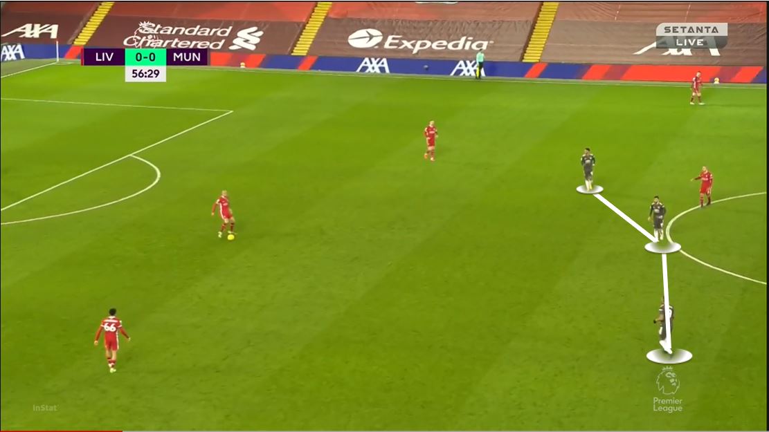 In the 2nd half, United sat 15 yards deeper to close the space for Thiago more and reduced the space Liverpool can exploit behind McFred. This forced Fabinho and Henderson to try to create themselves and push forward. At this point, the game started to become end to end.