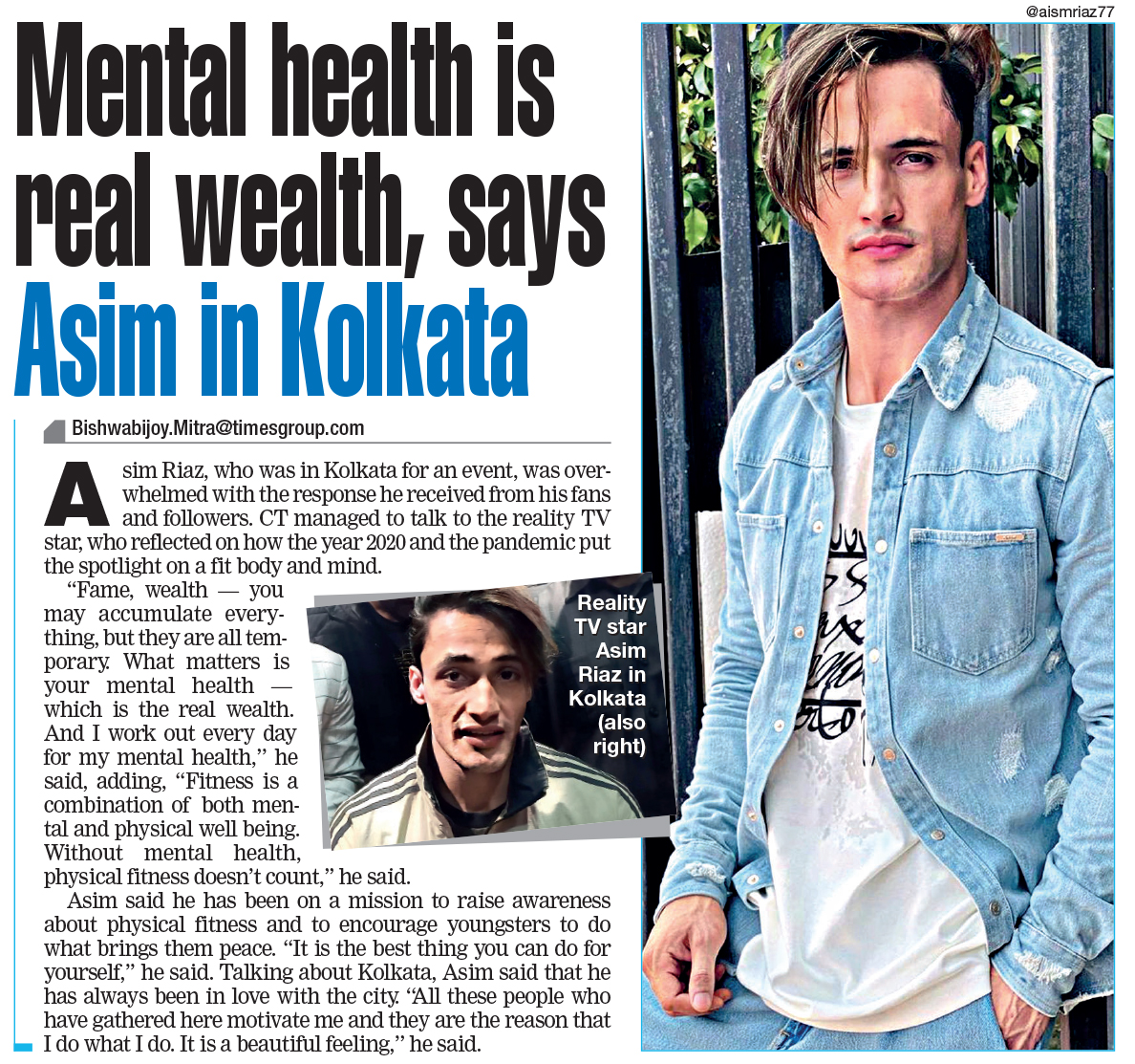 Calcutta_Times's tweet photo. In the edition today 🗞 

Mental health is real wealth: Asim Riaz

#kolkata #AsimRiaz #AsimSquad @imrealasim

Read the interview here: https://t.co/UwZVKrKhpX https://t.co/jvMZP2hAqD