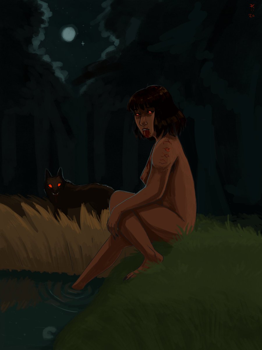 feralkingart's tweet photo. Somethings in the woods 
tw nudity tw blood  #nsfw #werewolfart https://t.co/mVFewdd20K