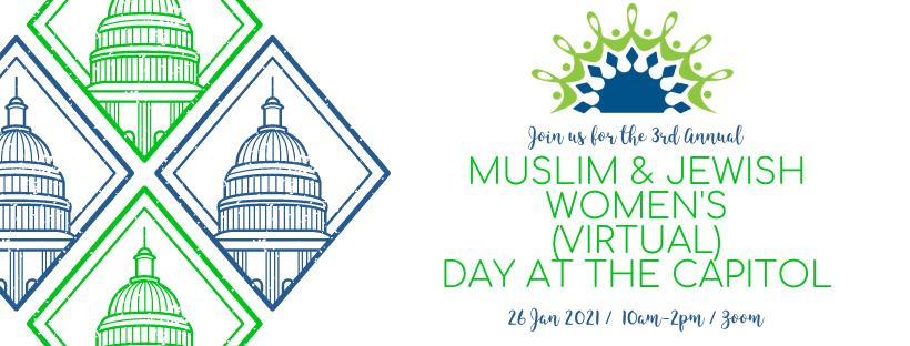 RISEsisterhood's tweet photo. Remember to join us for the 3rd Annual Muslim & Jewish Women's Day at the Capitol! Since we're still in a global pandemic, we'll be talking to our legislators via Zoom this year. Register here: https://t.co/9eeuQIfdYh #MJWMN https://t.co/Cp511VPk0B