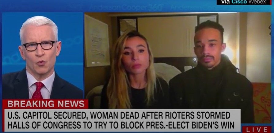 NEVERBOW's tweet photo. @AguaMolo @RBReich @kayleighmcenany @KellyannePolls @OANN @ChanelRion You’re right it appears John is the cameraman nad currently in FBI custody, yet Jade Sacker sitting right next to him on CNN pretending to be reporters until they found video of John Sullivan with Antifa, where is #jadesacker and why is she not in custody? #CapitalRiots #antifa https://t.co/0e1A8SlN0T