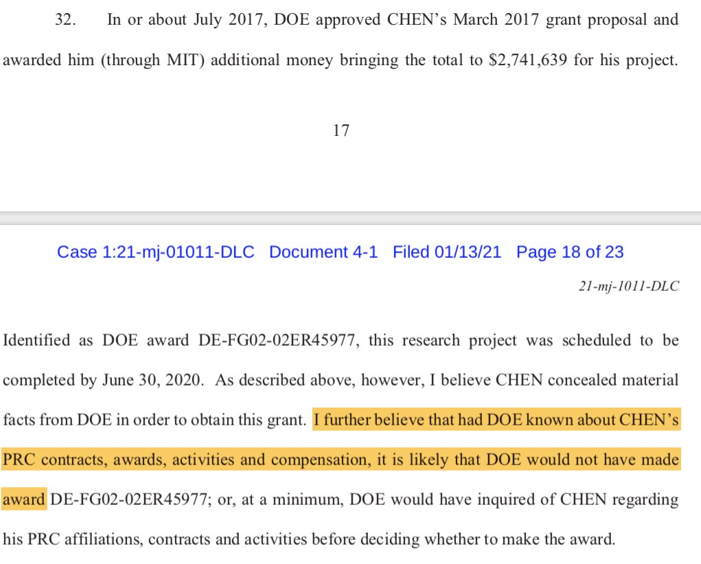 32. McCarthy asserts that DOE would have rejected or inquired further had they known about these advisory positions.This assertion is not backed by evidence. Context:- Almost all professors have advisory positions, and get government funding without issue.