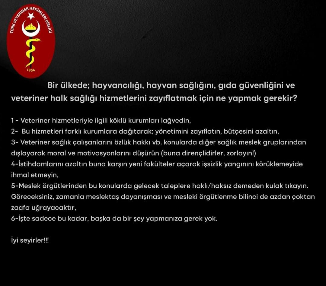 Veteriner  Hekimlerin  ışığı  sadece hayvanlar  için  değildir, unutmayın 
Sağlıklı  ÇEVRE 
Sağlıklı HAYVAN 
Sağlıklı GIDA 
Sağlıklı İNSAN demektir
