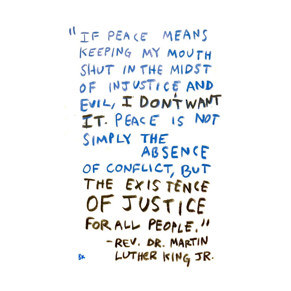 “If peace means keeping my mouth shut in the midst of injustice and evil, I don't want it. Peace is not simply the absence of conflict, but the existence of justice for all people.” -Martin Luther King Jr. #MLKDay #RadicalKing