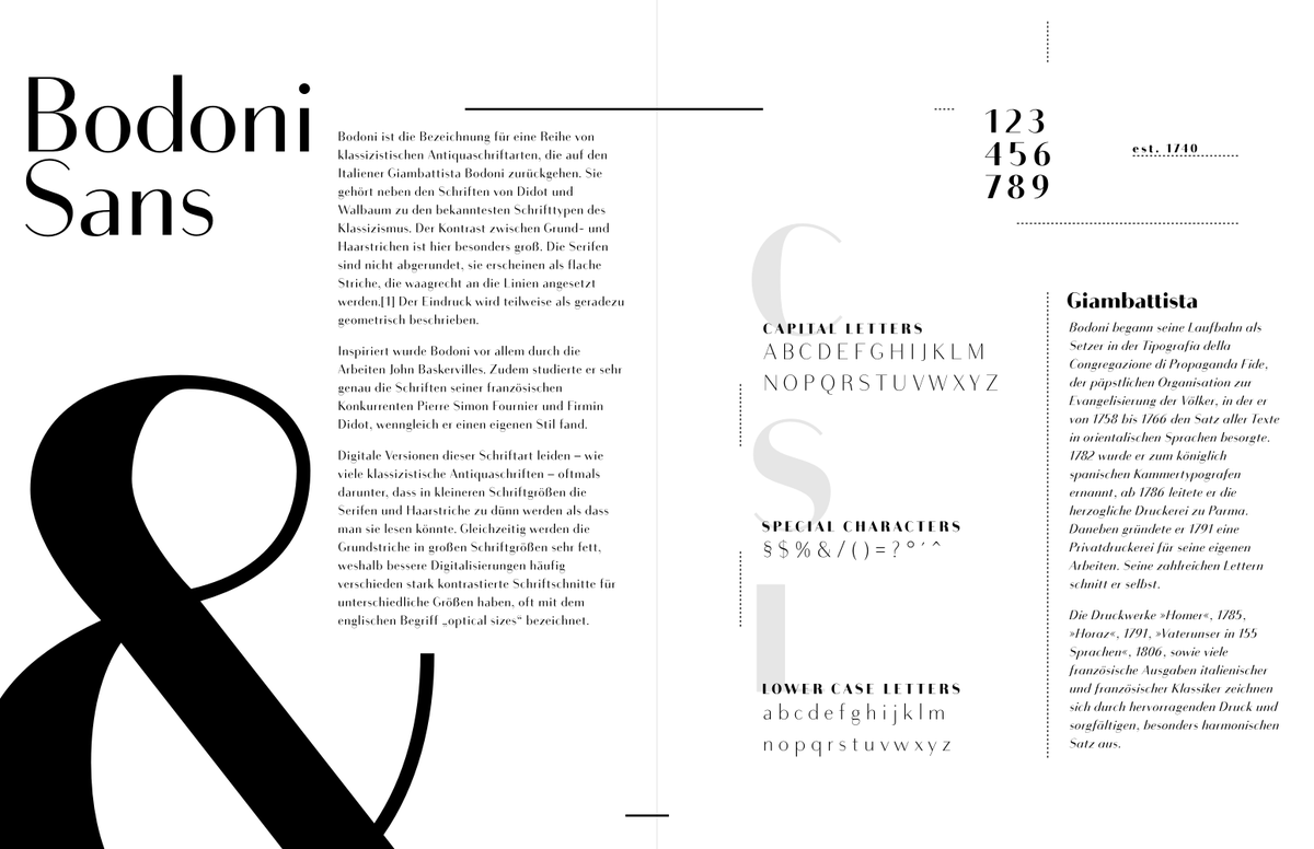 ricklement's tweet photo. To improve my #typography skills I took @thefuturishere Typography 01 course. This is the result from an assignment where I had to create a type specimen sheet.

I've chosen Bodoni Sans. Not exactly an insider tip, but I really like the font :P

Any ideas for improvement on this? https://t.co/qLruAS05sO