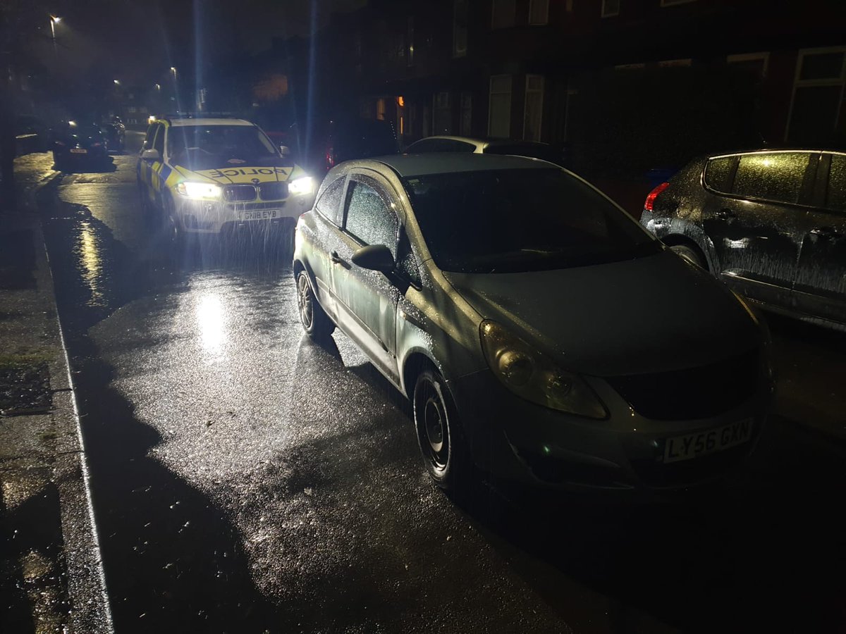 gmptraffic's tweet photo. This vehicle failed to stop for #XT48, the very brief pursuit was brought to a safe conclusion thanks to these planters which have recently been placed in the roads around Levenshulme. Vehicle seized and no doubt will go unclaimed and be crushed #RPUEAST #DRELIEF https://t.co/AmBTI4dalo