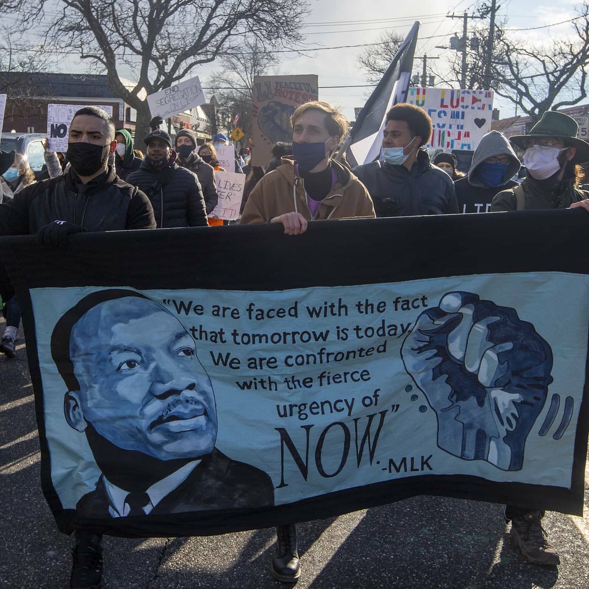 LIPPblm's tweet photo. MLK Day Protest in Massapequa Park #blm #blacklovesmatter #mlkday #mlk https://t.co/wqT3GvWG13