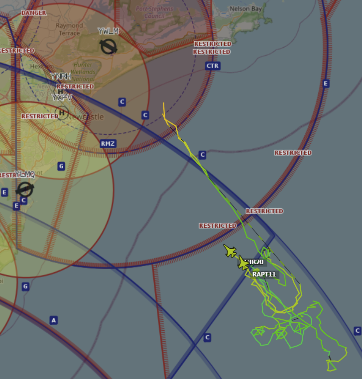 scanSydney's tweet photo. #RAAF exercise off the Central Coast/Newcastle area.
7CF858 PTHR20
7CF83F RAPT11
#avgeeks #adsbx #adsbexchange #raaf #hawk #YWLM https://t.co/sg2T7W9ENW