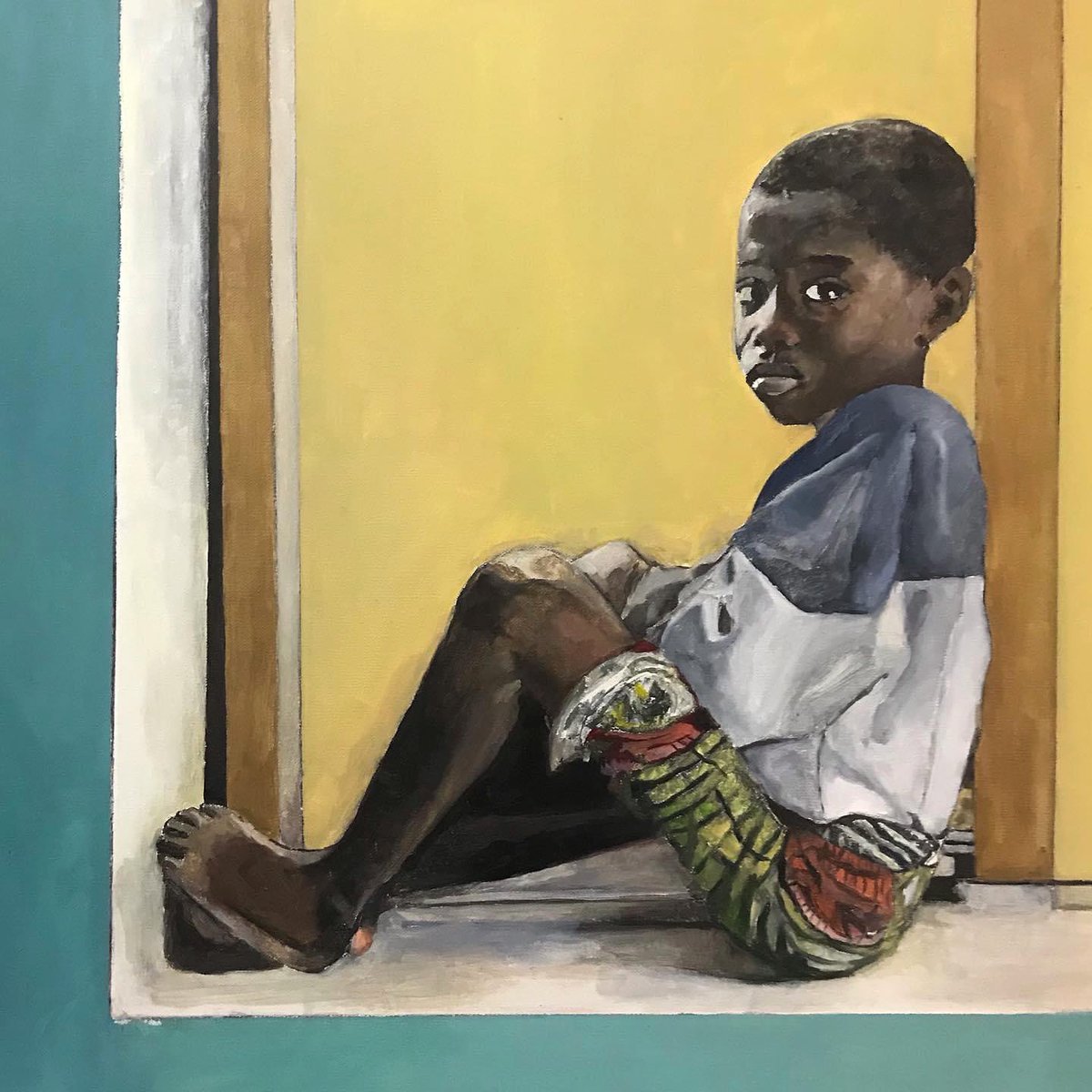 Waiting For The World To Change 24x24 oil on canvas by @casajulie 💙 #sozogallery #dimejionafuwa #art