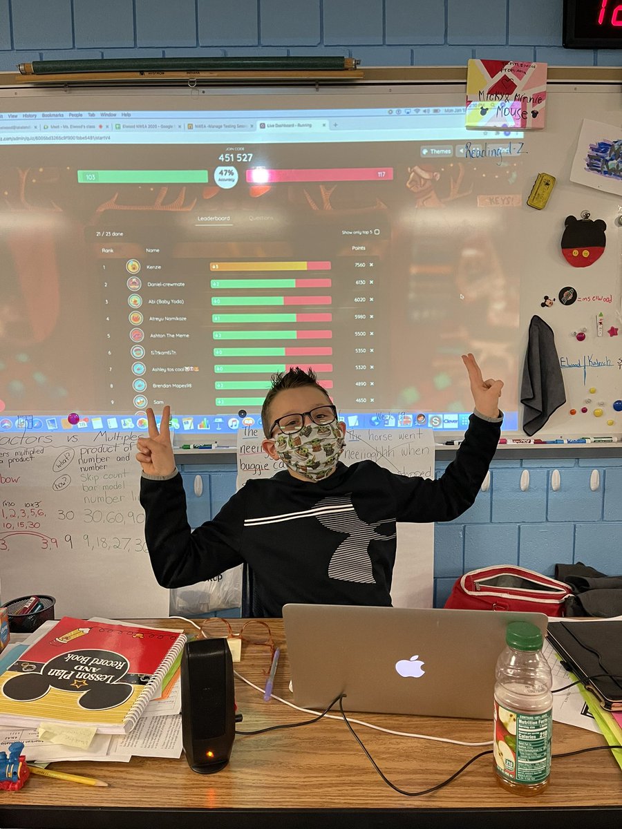 EMorthorst's tweet image. My dear colleague, Mr. King, has slowly taken over my job and stumped his classmates with a Quizizz over factors and multiples! #teacherbytrine