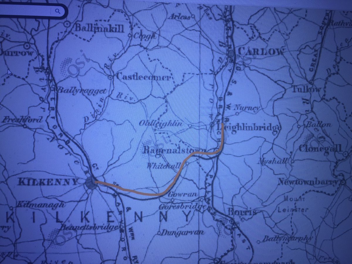 From Clonmel to Callan “in ruins” and six miles to Kilkenny. On to leighlinbridge “ a large stone bridge over the Barrow, two good houses of entertainment and a few small cabins”. Carlow! we can, then as now), rely on you for the craic.  #Boyne