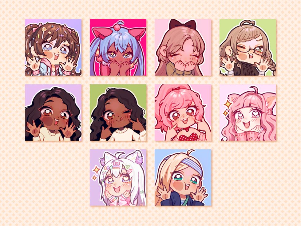 first batch of ych icon commissions that i finished last week!! thank you so much for the support ?? 