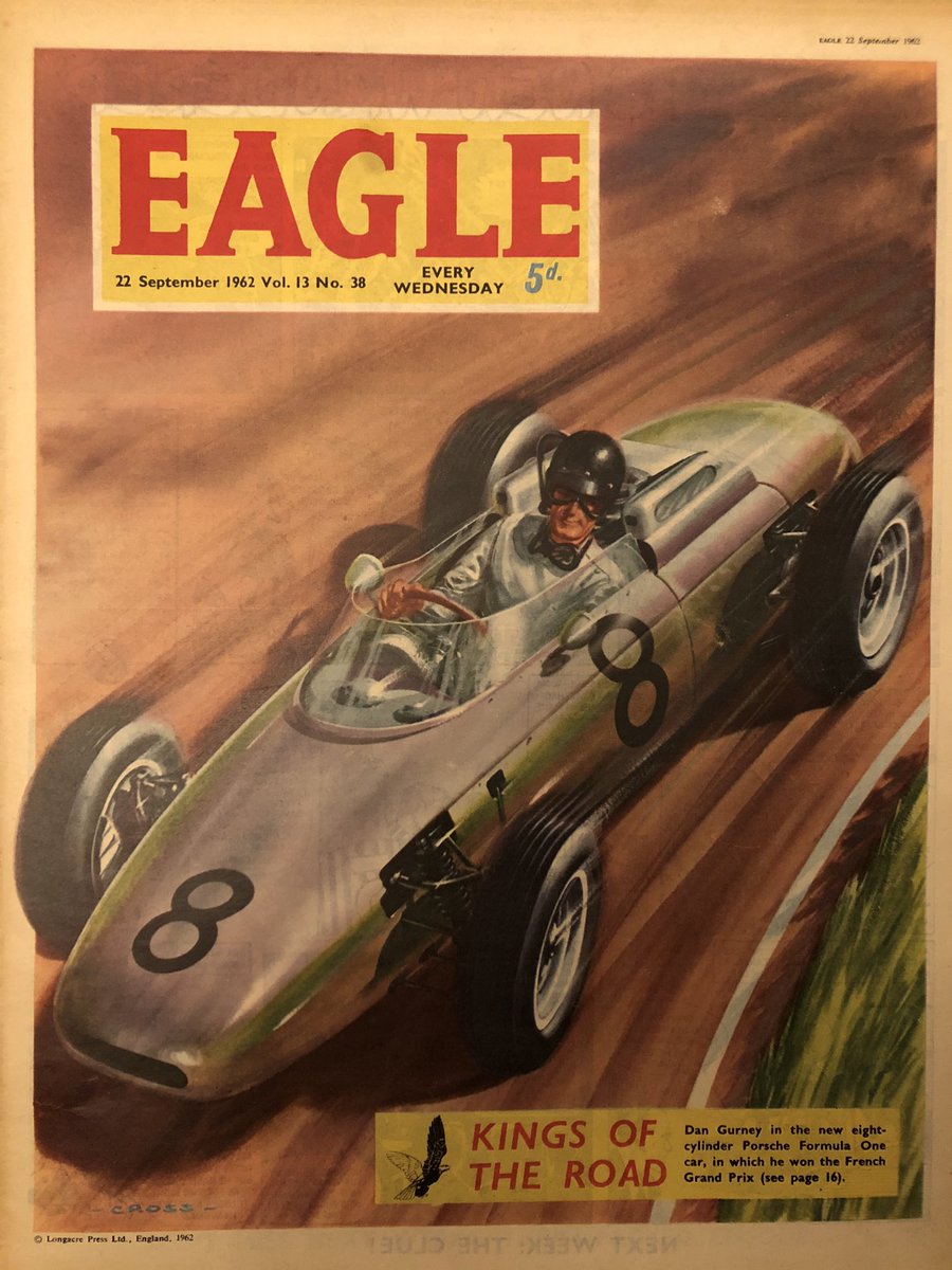 Eagle comics September 1962 covers featured kings of speed @grahamhill @brm @jimclark @lotus @willymairesse @ferrari @dangurney @porsche @christainlautenschlager @mercedes