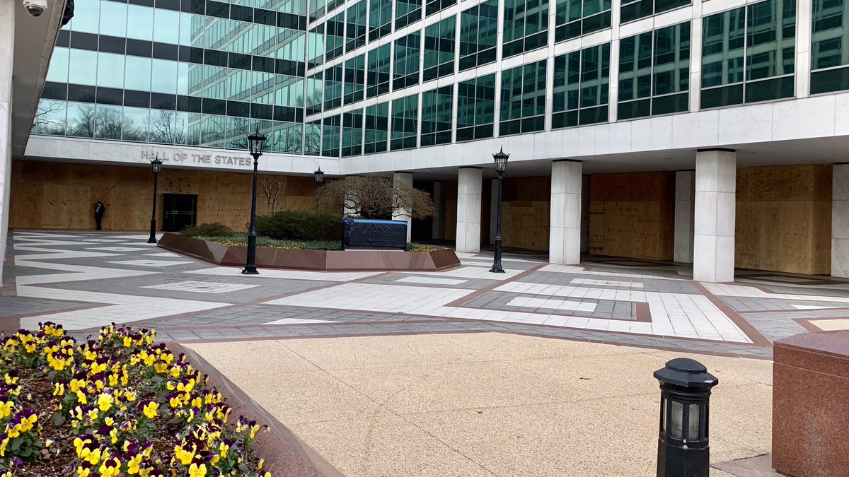 The Hall of States is boarded up, too, as are many of the buildings and storefronts around the heart of DC 8/