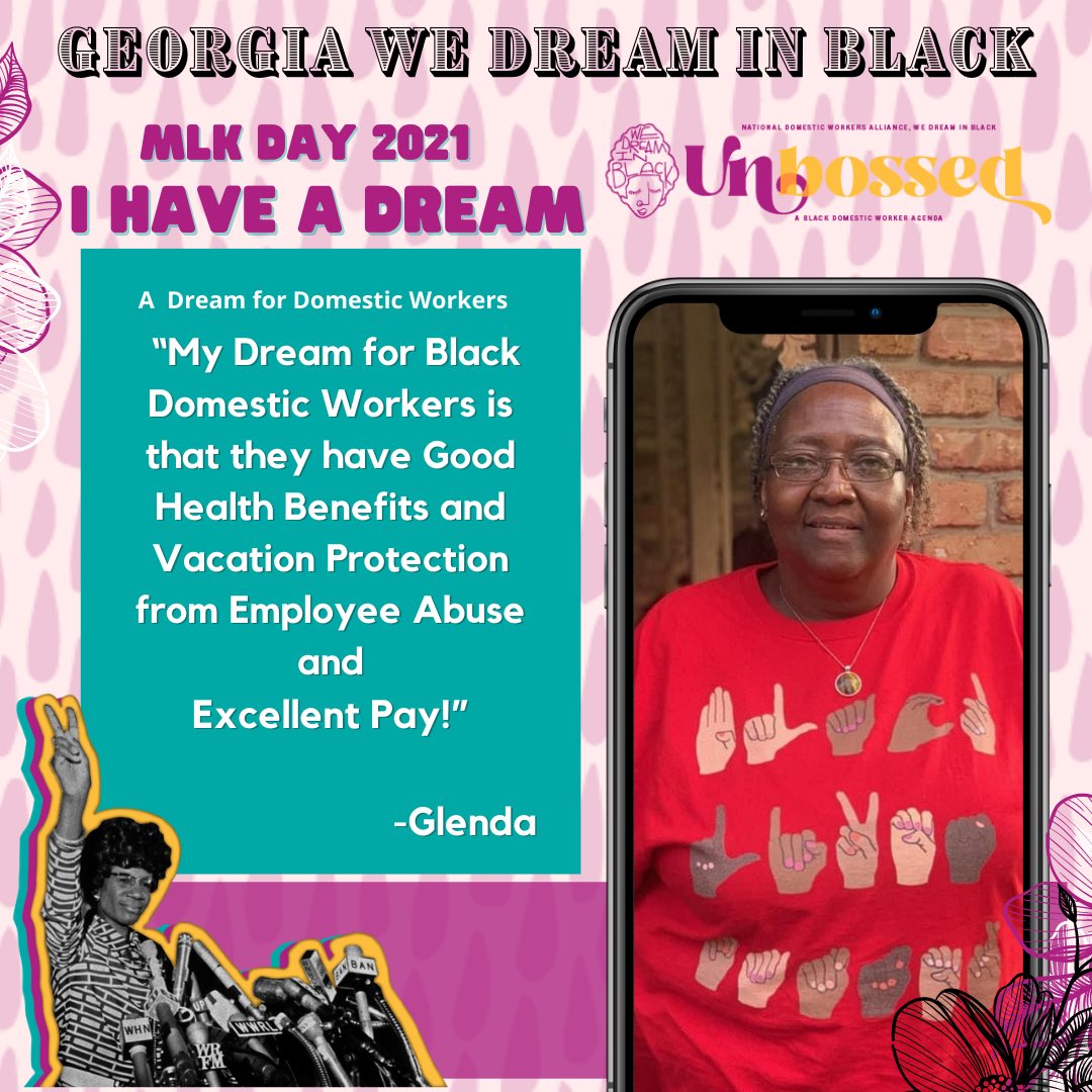 AtlDomesticWork's tweet photo. Mrs. Glenda’s Dream. #IHaveADream #ADreamForDomesticWorkers #MLKDay2021 #MLKDay  #EssentialWorker #Dream https://t.co/6GAV7APejT