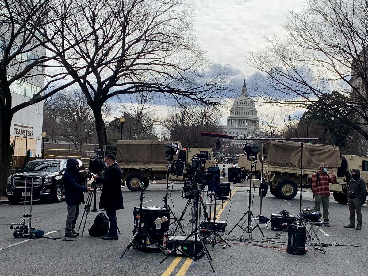 One man standing next to me was holding a camera and wearing press credentials. Evidently assuming I was press, too, he looked over at me and (not really joking) commented, “there are more of us here than National Guard troops.” I’ve never seen that many cameras in DC, either 11/